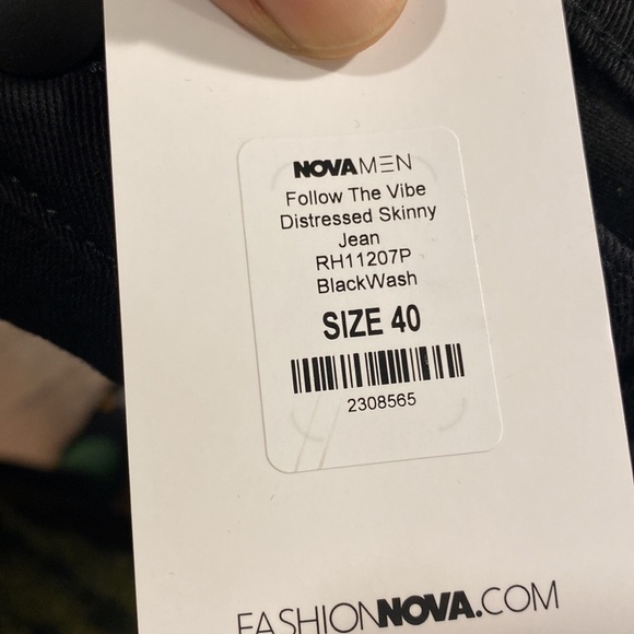 Men’s fashion nova jeans size 40 skinny fit black Brand New - Picture 4 of 4